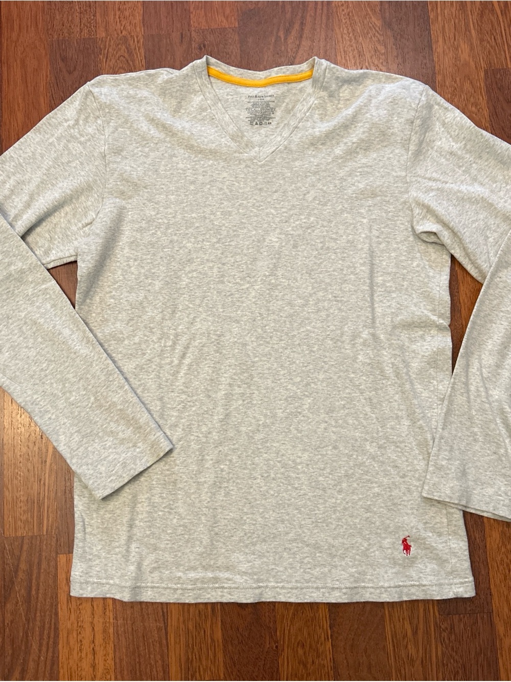 Polo Ralph Lauren Grey Long Sleeve V-Neck Shirt Size Large